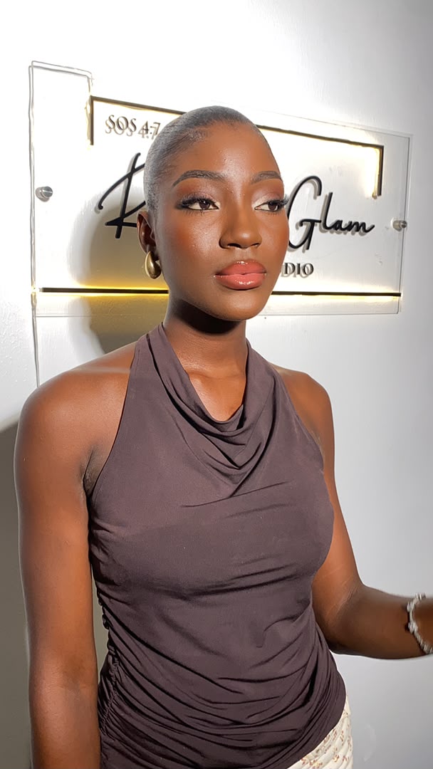 Defined brows and liner with glossy lips